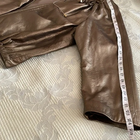 New genuine leather Anne KleinBumper jacketL soft brown adjustable neck